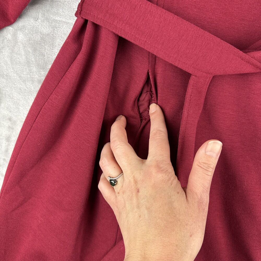 Spiegel Long Belted Trench Coat Women's‎ 20W Red Kimono Sleeve Lined (1148) - Picture 4 of 16